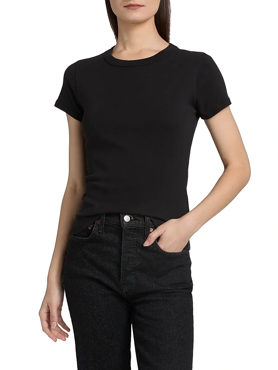 Leset Women's Nando Slim Fit Cotton T-Shirt - Black | Thumbnail 10