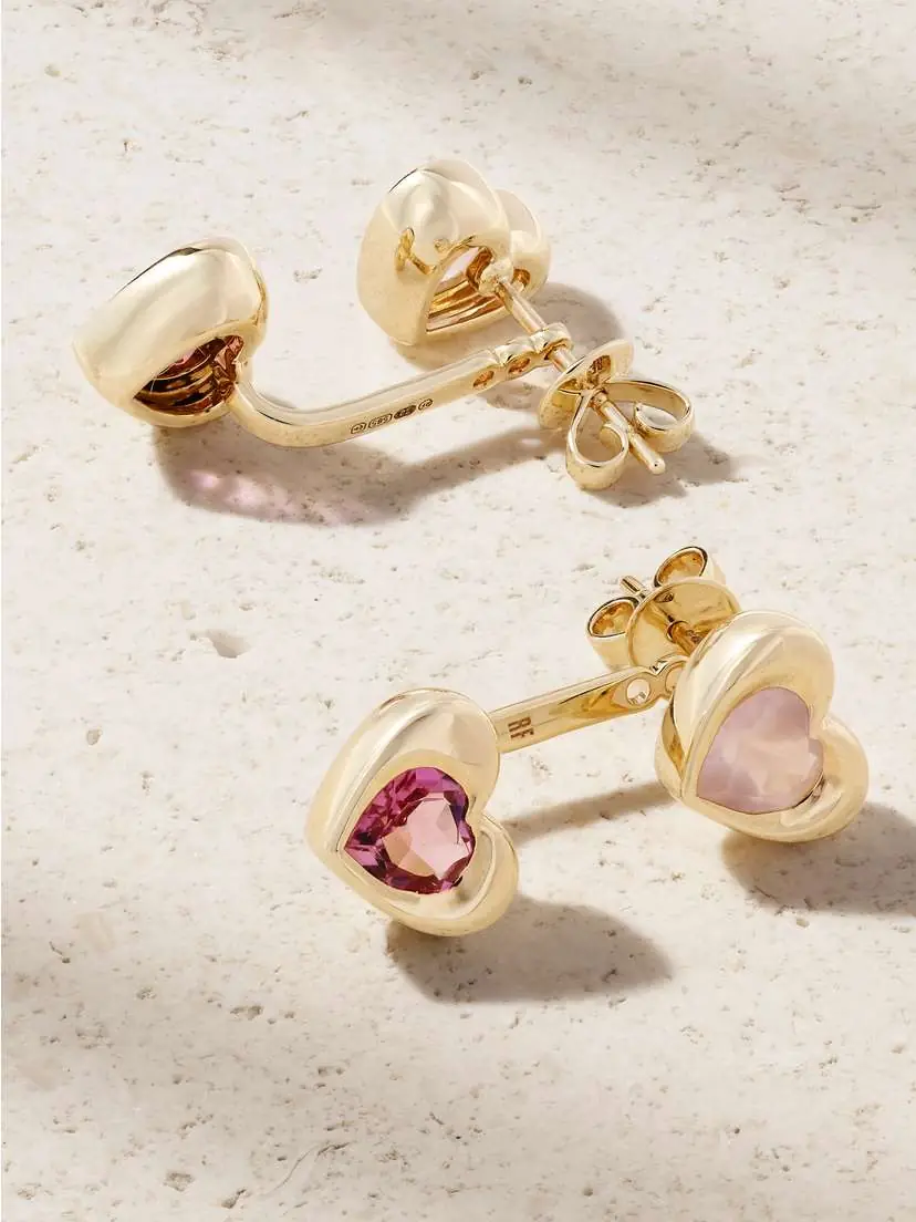 Roxanne First Two Of Hearts 14-karat Gold, Rose Quartz And Tourmaline Earrings - Pink | Thumbnail 3 Roxanne First Two Of Hearts 14-karat Gold, Rose Quartz And Tourmaline Earrings - Pink | Thumbnail 3