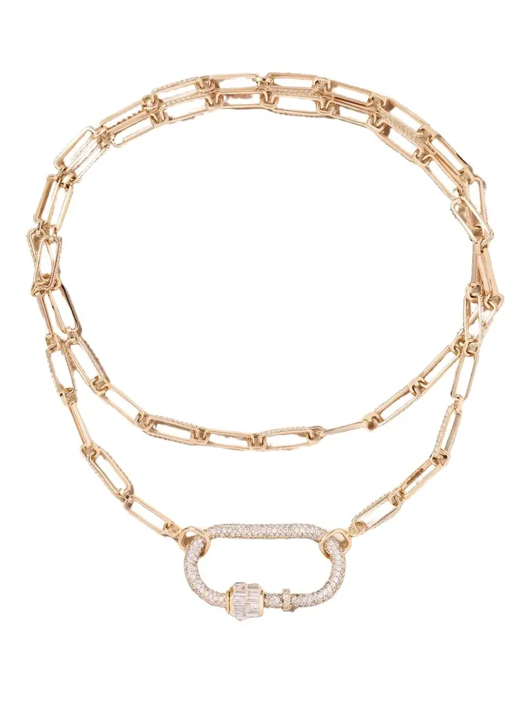 Marla Aaron Allstone Regular Lock + Stoned 14-karat Rose Gold Diamond Necklace | Image 1 Marla Aaron Allstone Regular Lock + Stoned 14-karat Rose Gold Diamond Necklace | Image 1