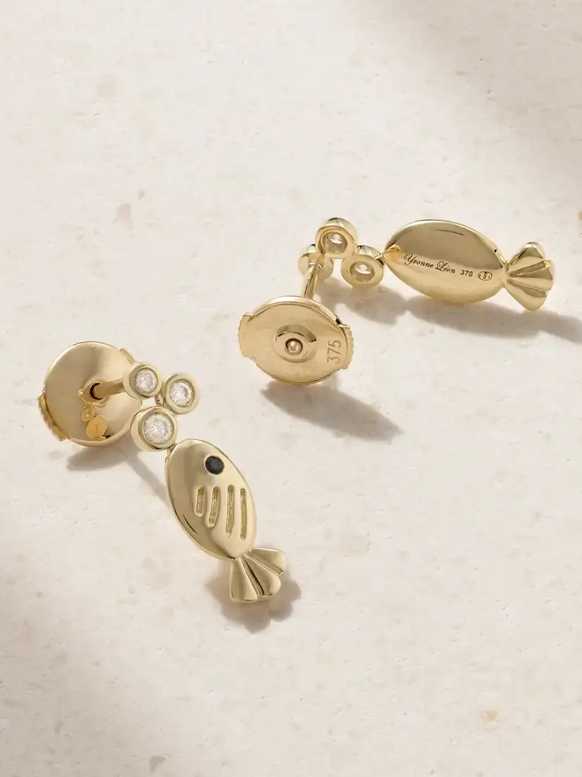 Yvonne Léon Sous L’eau 9-karat Gold, Diamond And Sapphire Earrings | Thumbnail 3 Yvonne Léon Sous L’eau 9-karat Gold, Diamond And Sapphire Earrings | Thumbnail 3