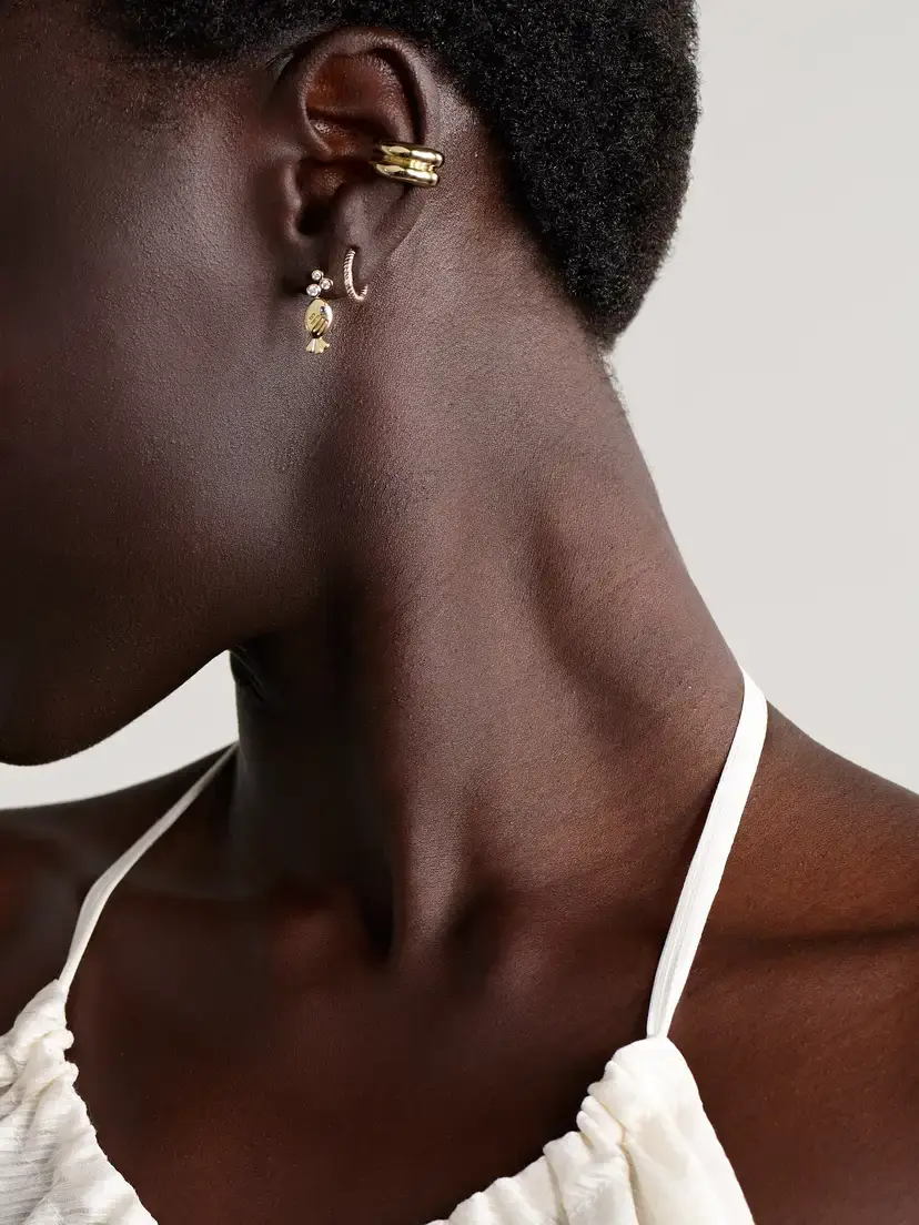 Yvonne Léon Sous L’eau 9-karat Gold, Diamond And Sapphire Earrings | Thumbnail 4 Yvonne Léon Sous L’eau 9-karat Gold, Diamond And Sapphire Earrings | Thumbnail 4