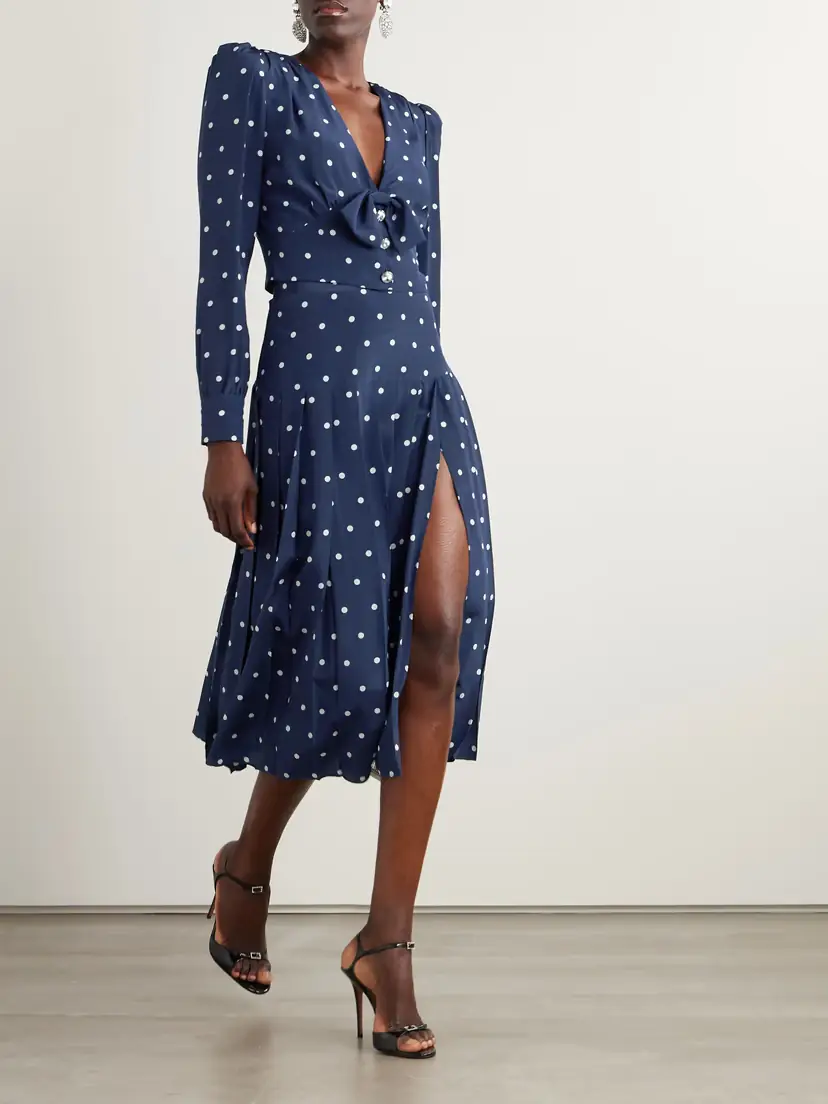 Alessandra Rich Pleated Polka-dot Silk Midi Skirt | Thumbnail 2 Alessandra Rich Pleated Polka-dot Silk Midi Skirt | Thumbnail 2