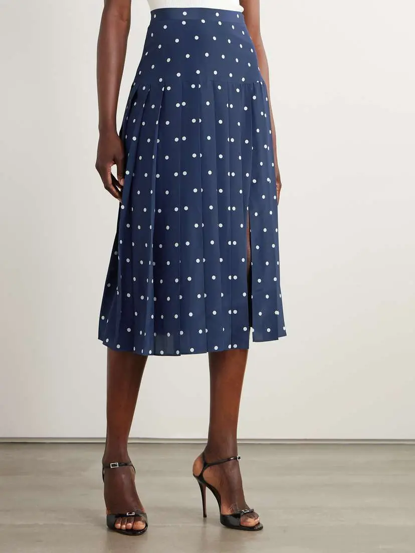 Alessandra Rich Pleated Polka-dot Silk Midi Skirt | Thumbnail 3 Alessandra Rich Pleated Polka-dot Silk Midi Skirt | Thumbnail 3