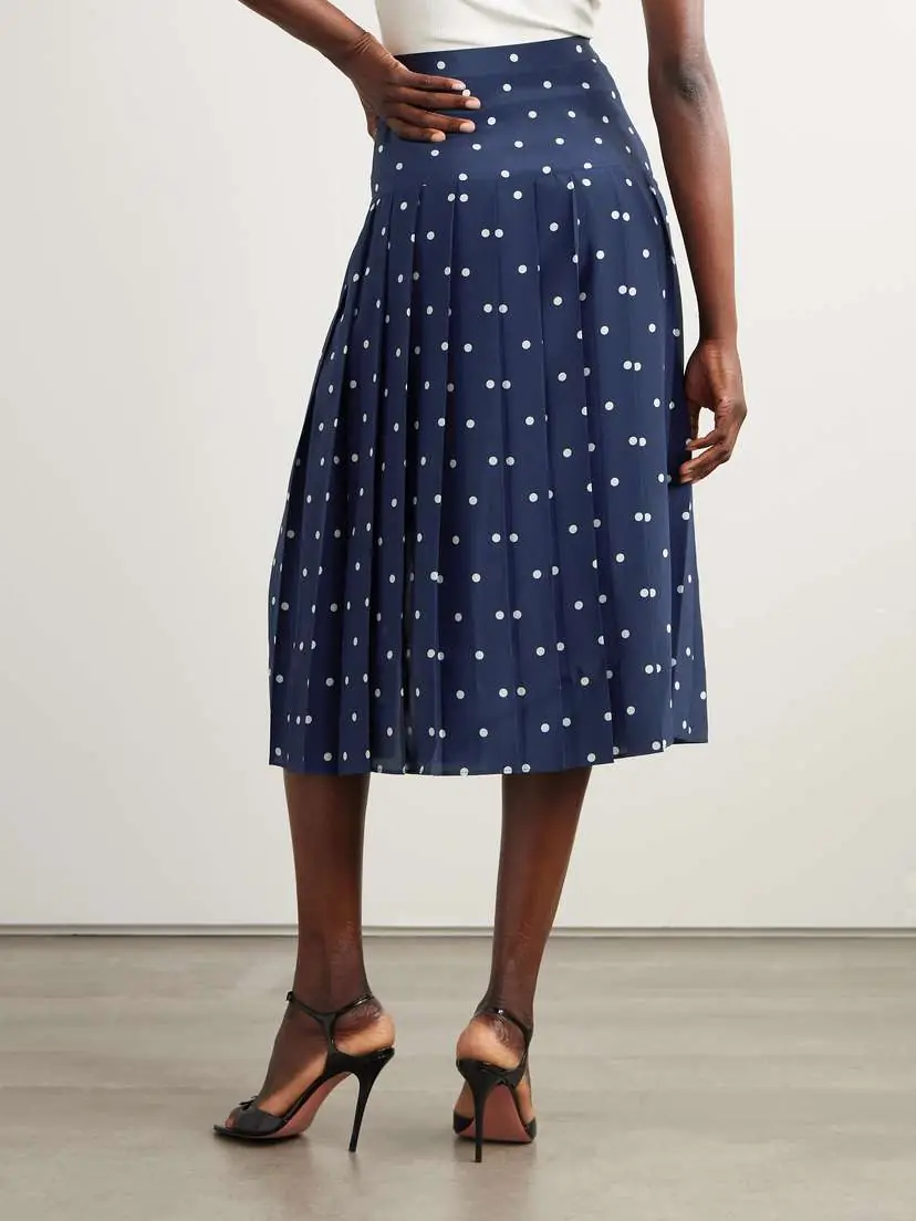 Alessandra Rich Pleated Polka-dot Silk Midi Skirt | Thumbnail 4 Alessandra Rich Pleated Polka-dot Silk Midi Skirt | Thumbnail 4