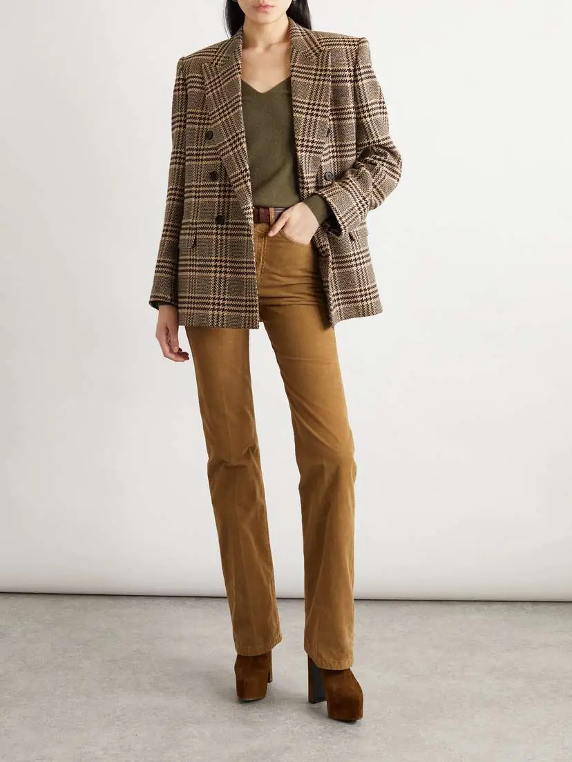Saint Laurent Double-breasted Checked Silk And Cashmere-blend Blazer | Thumbnail 2