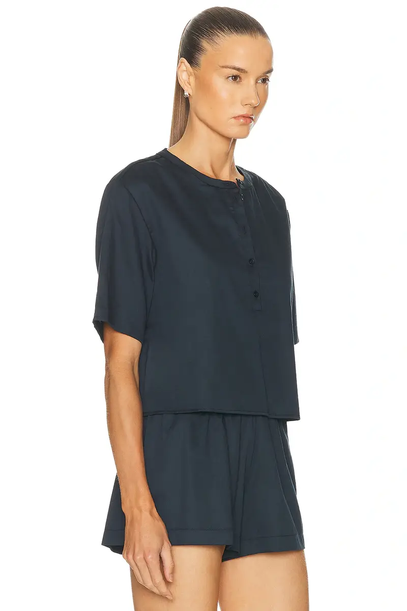 LESET Yoko Short Sleeve Henley Top | Thumbnail 2