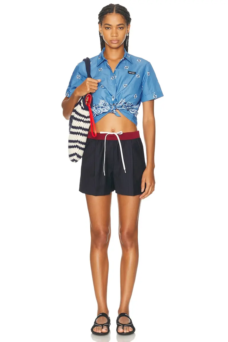 Miu Miu Drawstring Waist Mini Short | Thumbnail 5