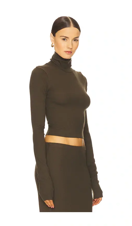 ÉTERNE Cropped Fitted Turtleneck Top | Thumbnail 2