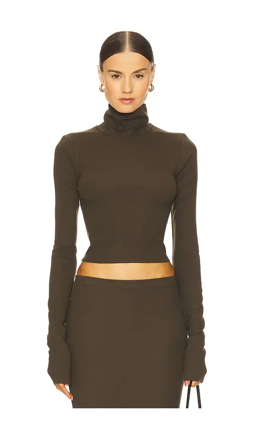 Cropped Fitted Turtleneck Top