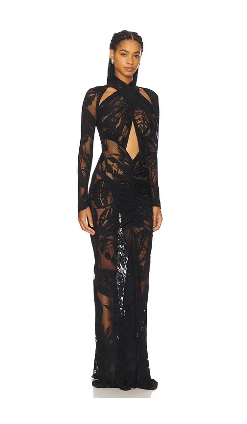 Lapointe Burnout Jersey Halter Ruched Gown | Thumbnail 2 Lapointe Burnout Jersey Halter Ruched Gown | Thumbnail 2