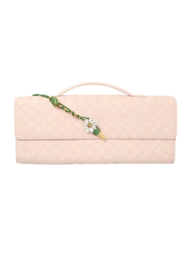 Bottega Veneta Andiamo Long Embellished Intrecciato Leather Clutch | Image 1 Bottega Veneta Andiamo Long Embellished Intrecciato Leather Clutch | Image 1