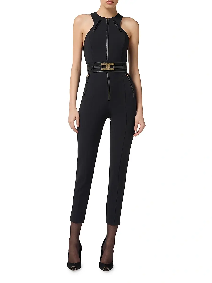 Elisabetta Franchi Women's Crêpe Zip Jumpsuit | Thumbnail 2 Elisabetta Franchi Women's Crêpe Zip Jumpsuit | Thumbnail 2