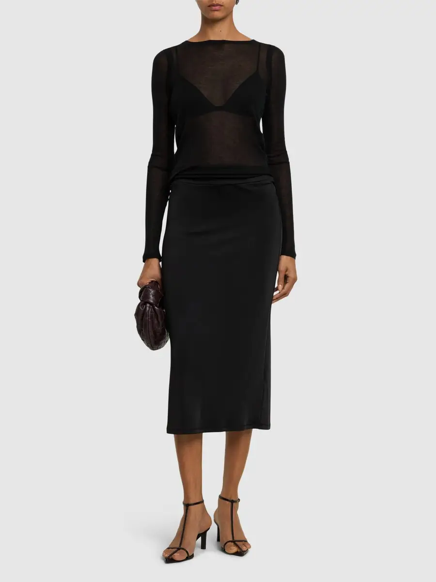TOVE Flor Viscose Jersey Midi Skirt | Thumbnail 2