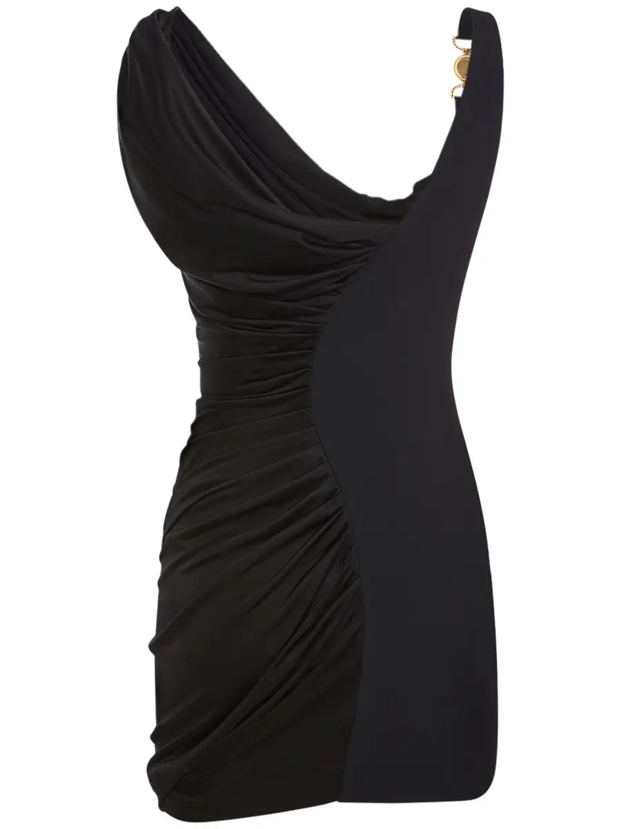 VERSACE Draped Viscose Liquid Jersey Mini Dress | Thumbnail 5