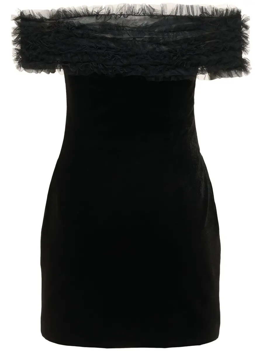 ALESSANDRA RICH Off-the-shoulder Velvet Mini Dress | Thumbnail 5
