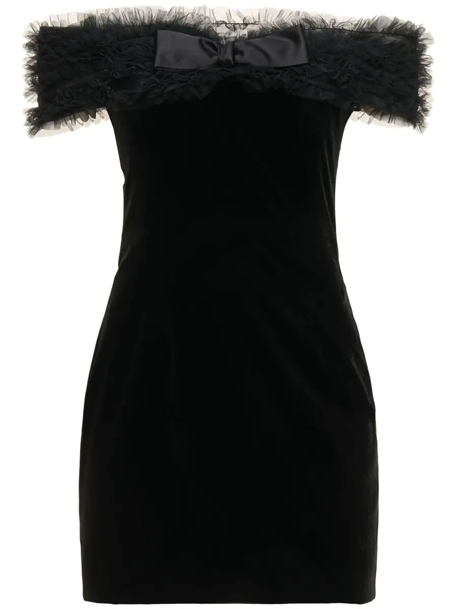 Off-the-shoulder Velvet Mini Dress Off-the-shoulder Velvet Mini Dress