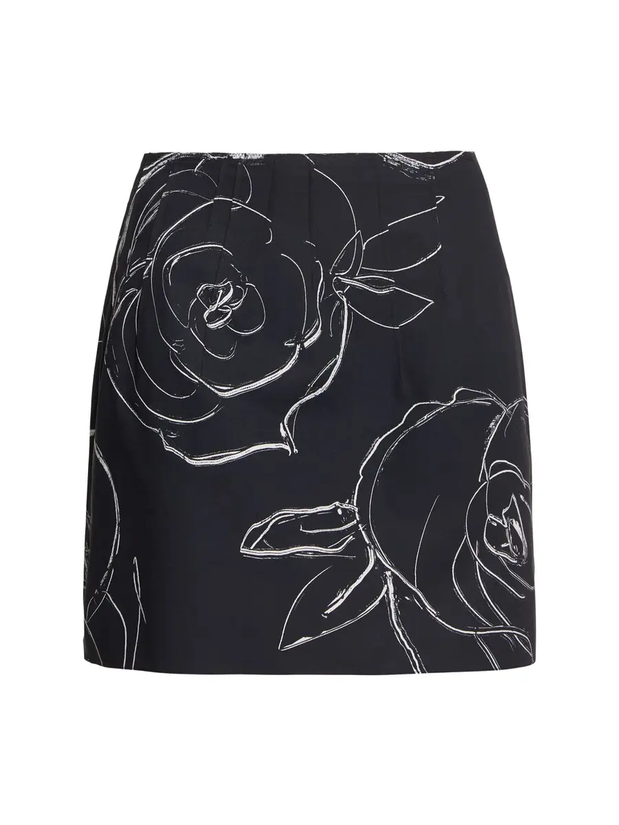 Aurora Printed Heavy Cotton Poplin Skirt
