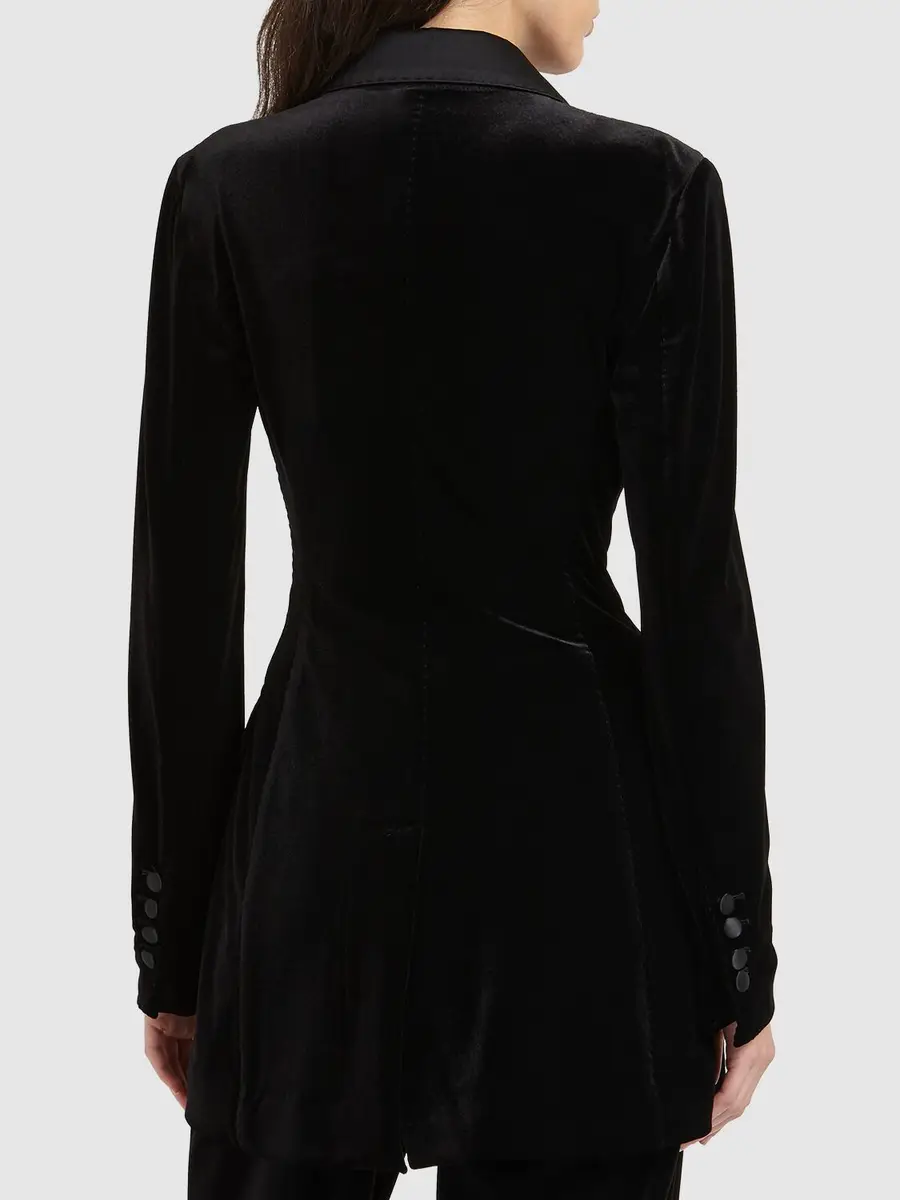 DOLCE & GABBANA Stretch Velvet Double Breasted Jacket | Thumbnail 3