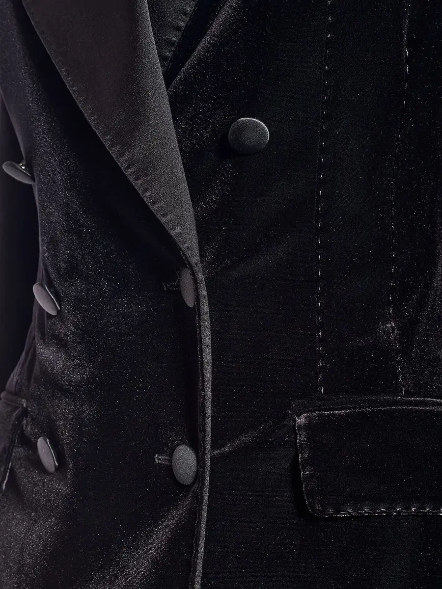DOLCE & GABBANA Stretch Velvet Double Breasted Jacket | Thumbnail 4