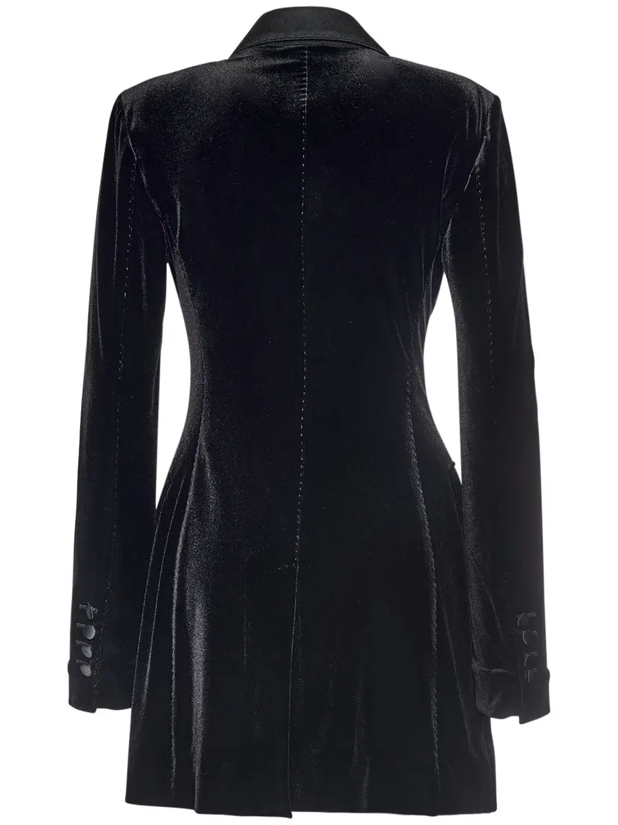 DOLCE & GABBANA Stretch Velvet Double Breasted Jacket | Thumbnail 5