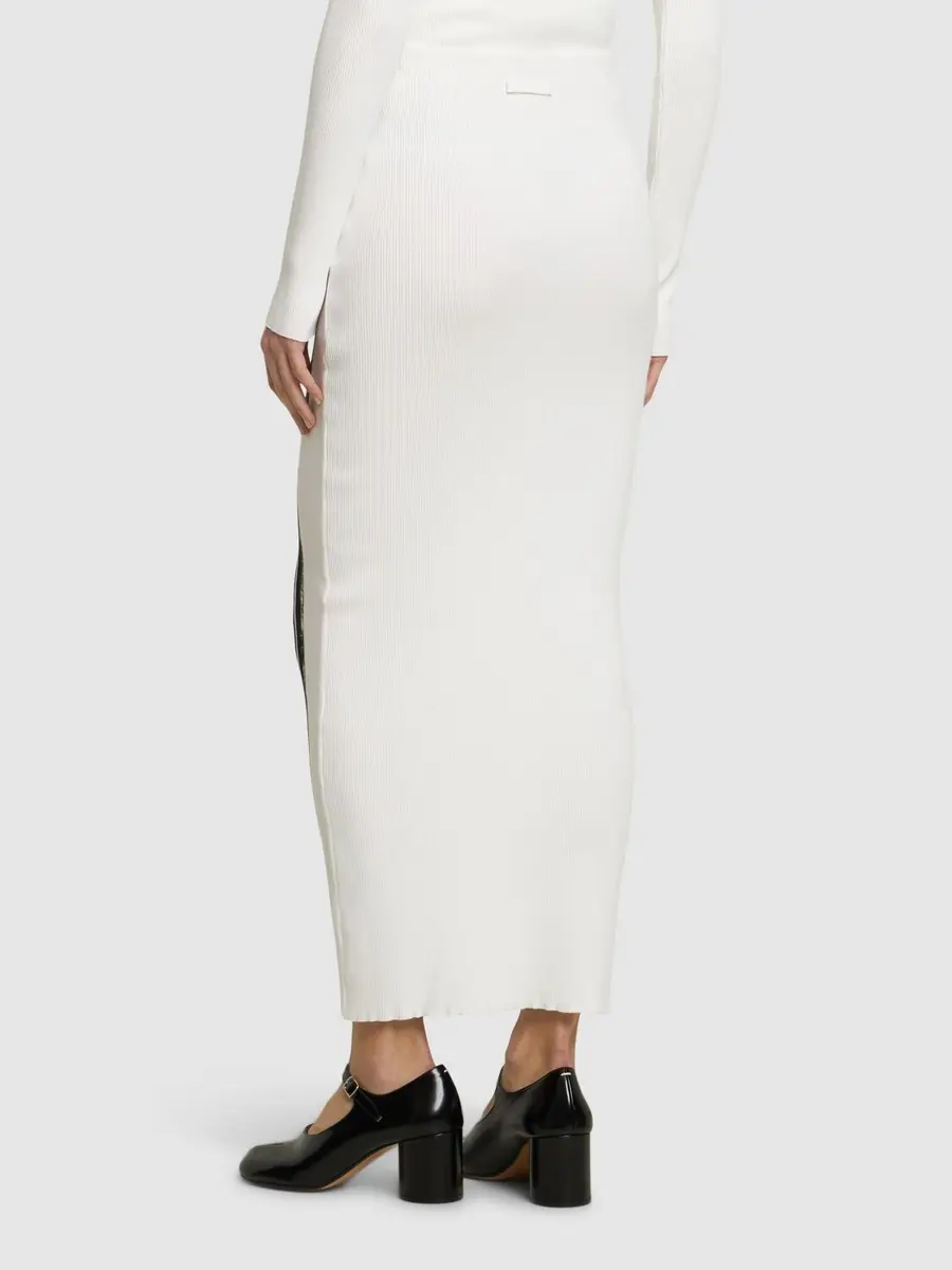 JEAN PAUL GAULTIER Flowers Cadres Printed Mesh Long Skirt | Thumbnail 3
