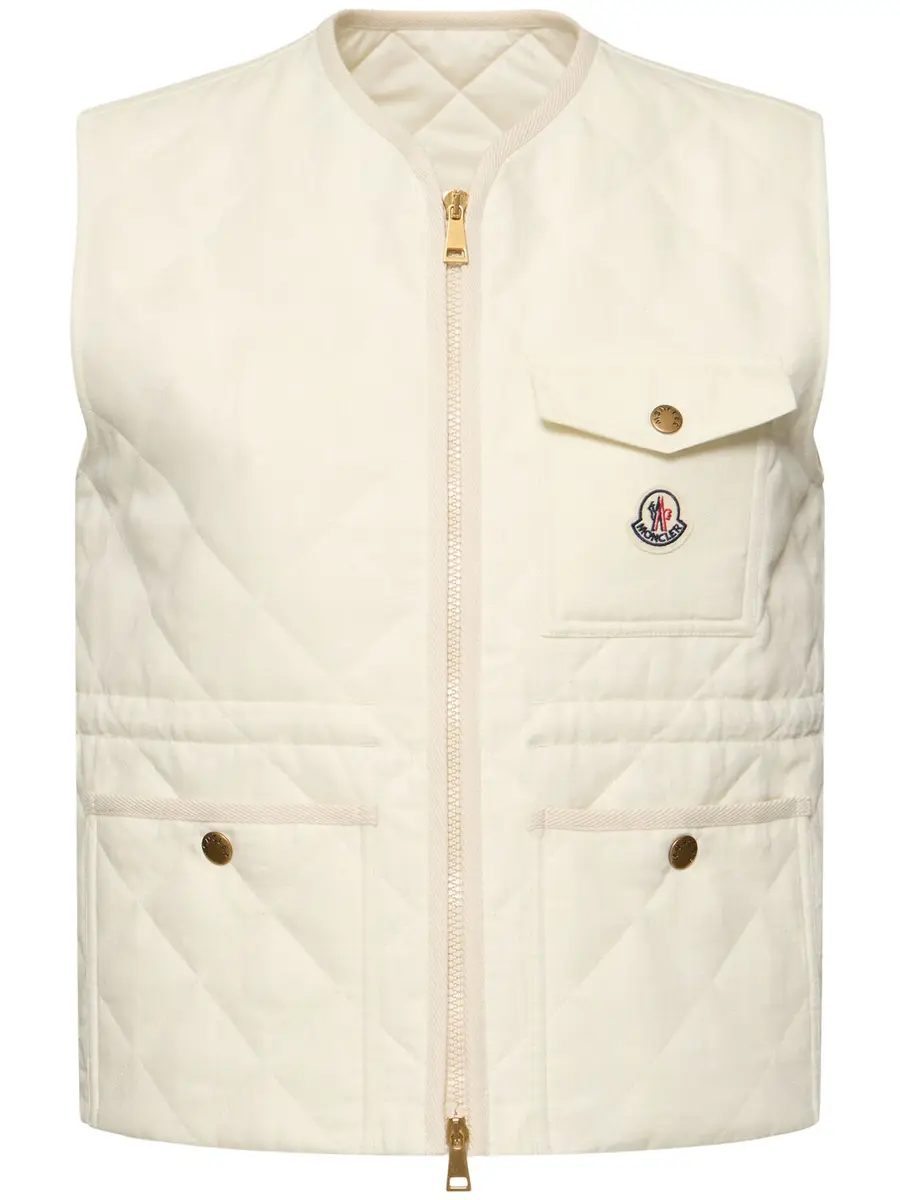 MONCLER Vigny Diamond Quilted Linen Vest | Image 1 MONCLER Vigny Diamond Quilted Linen Vest | Image 1