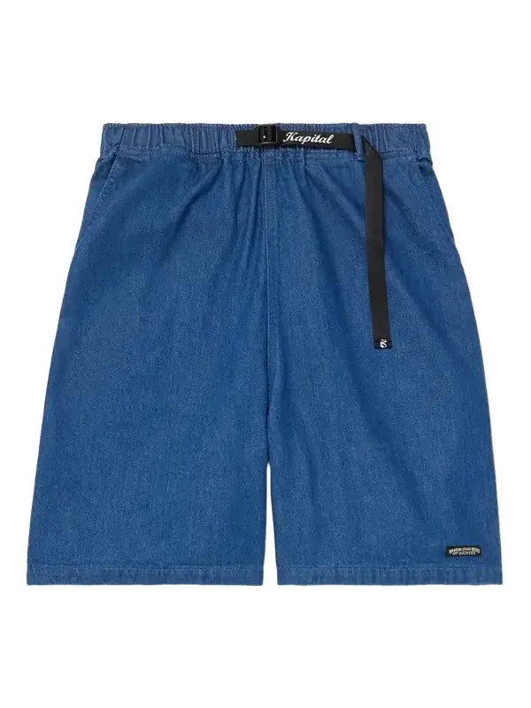 KAPITAL Easy Wide-Leg Belted Denim Shorts - Men
