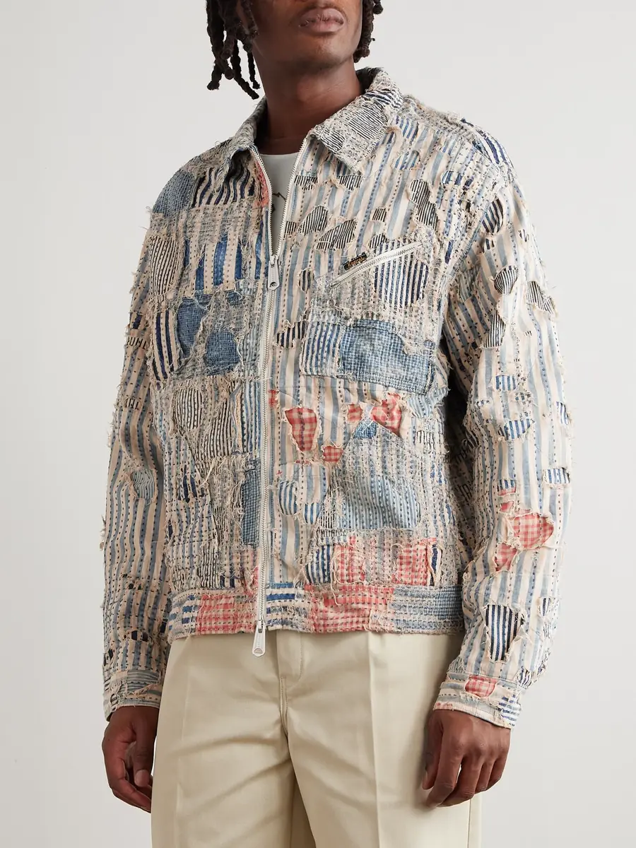 KAPITAL Boro Distressed Patchwork Cotton and Linen-Blend Zip-Up Jacket - Men | Thumbnail 3 KAPITAL Boro Distressed Patchwork Cotton and Linen-Blend Zip-Up Jacket - Men | Thumbnail 3