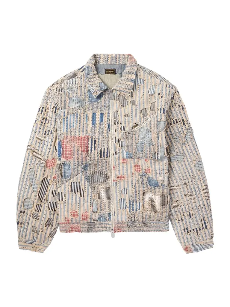 KAPITAL Boro Distressed Patchwork Cotton and Linen-Blend Zip-Up Jacket - Men | Image 1 KAPITAL Boro Distressed Patchwork Cotton and Linen-Blend Zip-Up Jacket - Men | Image 1