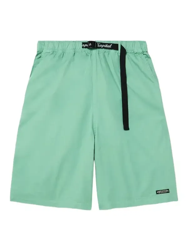 KAPITAL Easy Wide-Leg Belted Cotton-Twill Shorts - Men