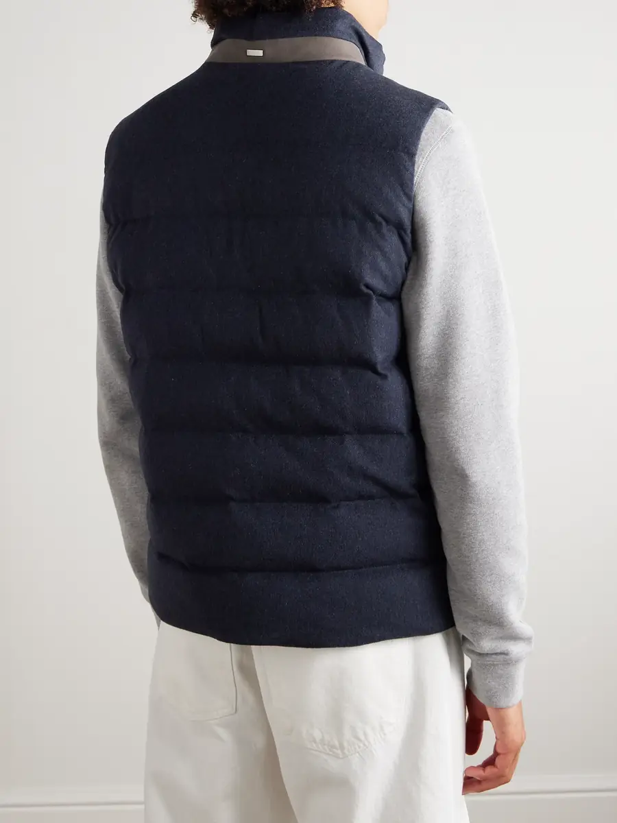 HERNO Suede-Trimmed Quilted Silk and Cashmere-Blend Twill Down Gilet - Men | Thumbnail 3 HERNO Suede-Trimmed Quilted Silk and Cashmere-Blend Twill Down Gilet - Men | Thumbnail 3