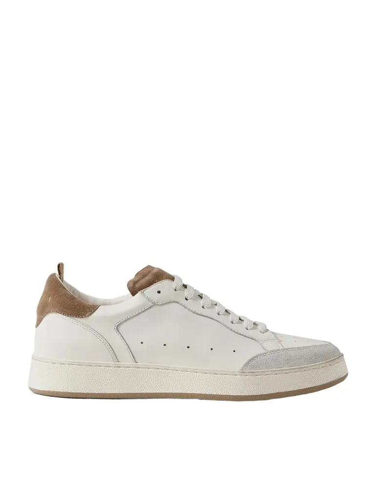 Officine Creative The Answer 001 Distressed Suede-Trimmed Leather Sneakers - Men | Image 1 Officine Creative The Answer 001 Distressed Suede-Trimmed Leather Sneakers - Men | Image 1