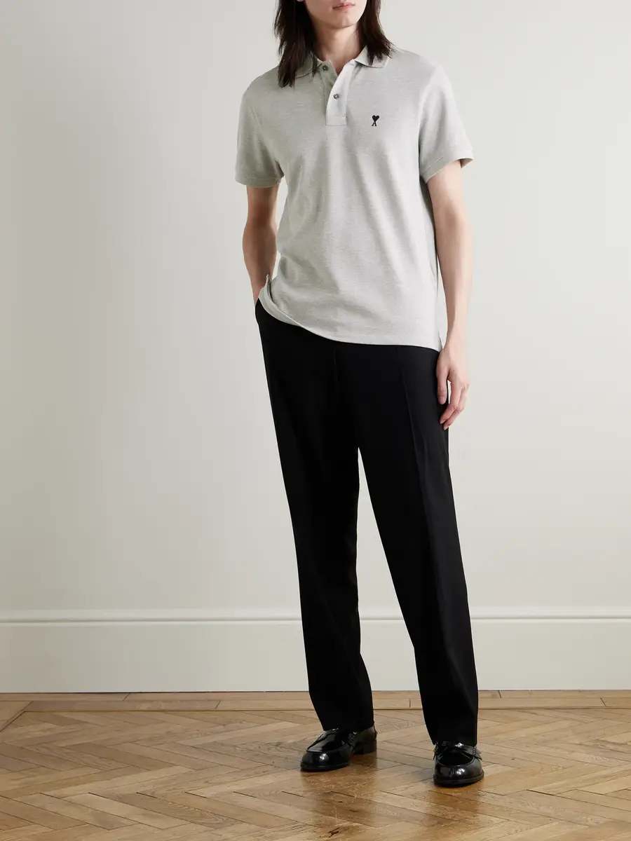 AMI PARIS Logo-Embroidered Organic Cotton-Piqué Polo Shirt - Men | Thumbnail 2 AMI PARIS Logo-Embroidered Organic Cotton-Piqué Polo Shirt - Men | Thumbnail 2