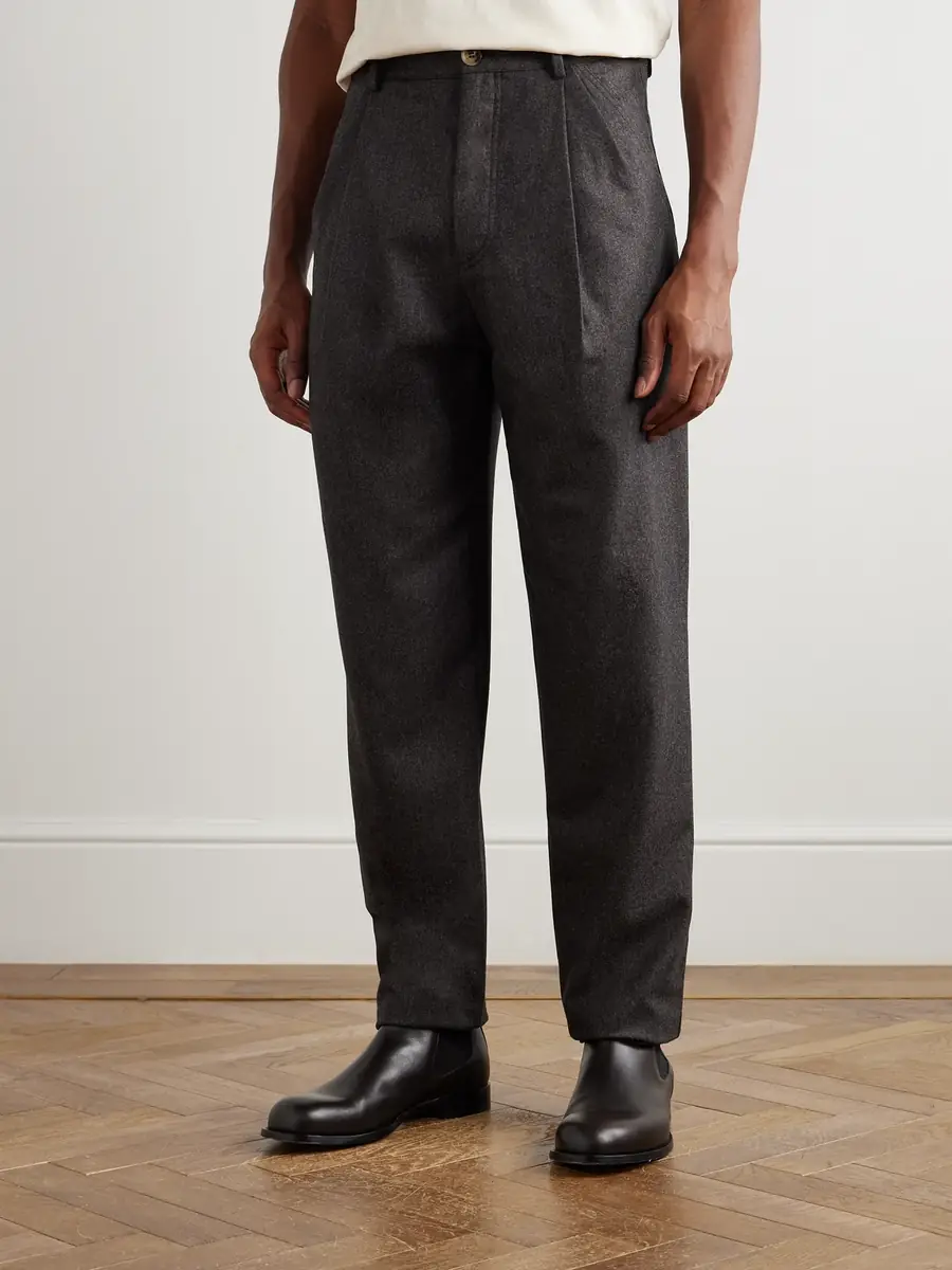 Brunello Cucinelli Straight-Leg Pleated Virgin Wool-Flannel Trousers - Men | Thumbnail 3 Brunello Cucinelli Straight-Leg Pleated Virgin Wool-Flannel Trousers - Men | Thumbnail 3
