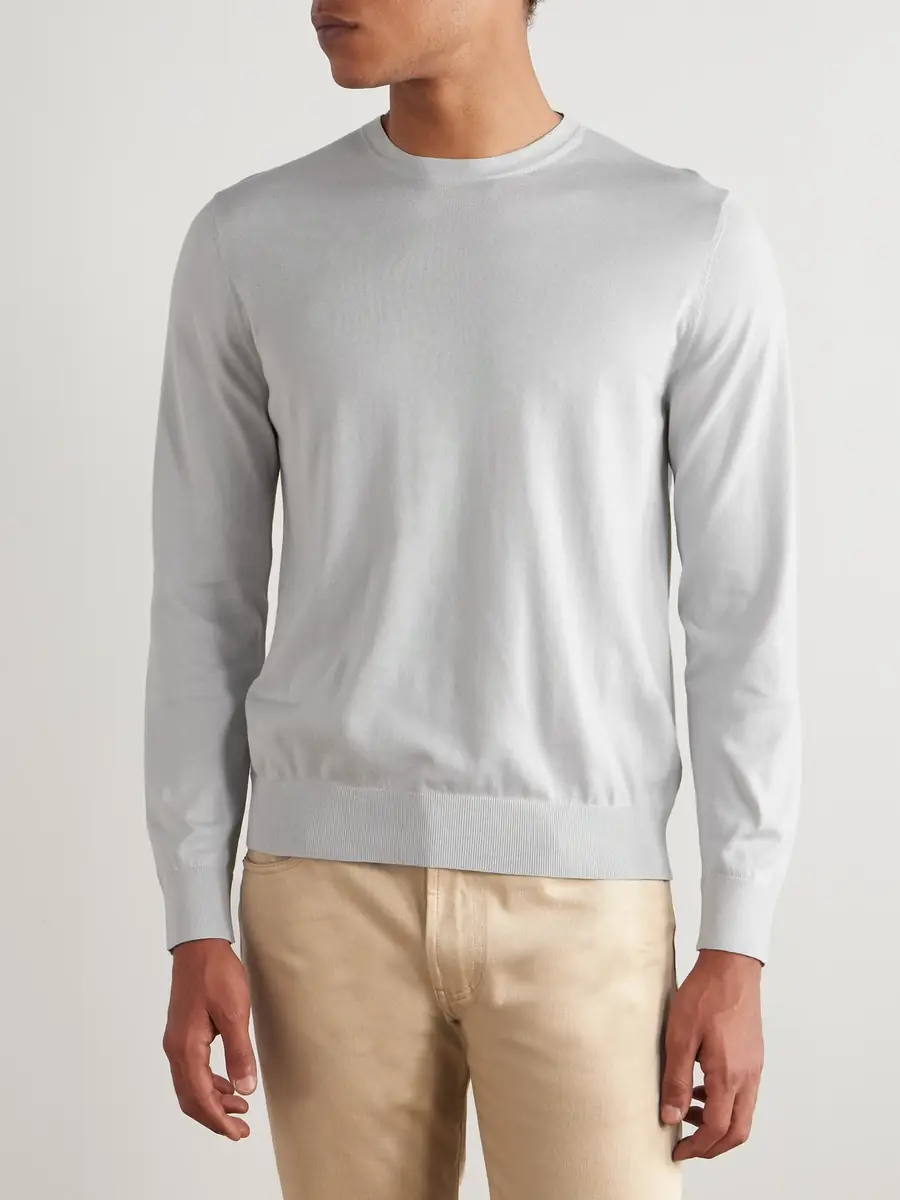 Loro Piana Ice Wish™ Sea Island Cotton Sweater - Men | Thumbnail 3 Loro Piana Ice Wish™ Sea Island Cotton Sweater - Men | Thumbnail 3