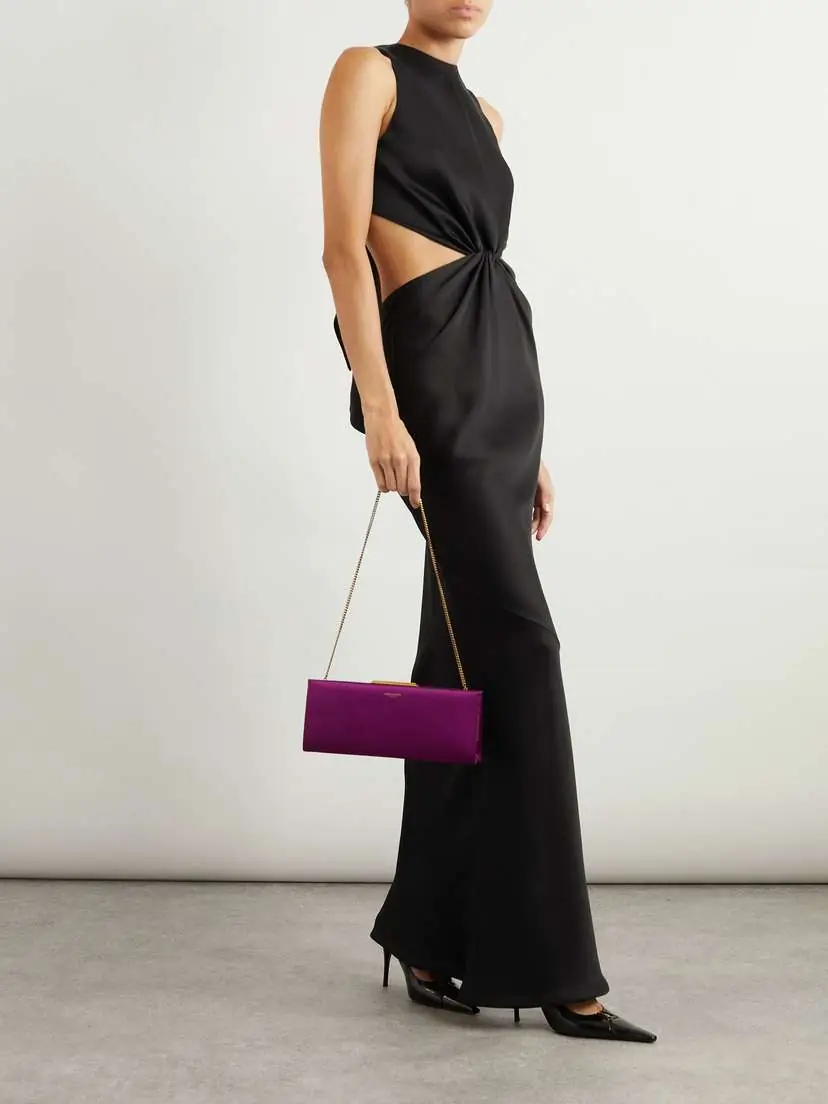 Saint Laurent Bow-detailed Open-back Silk-satin Gown | Thumbnail 2