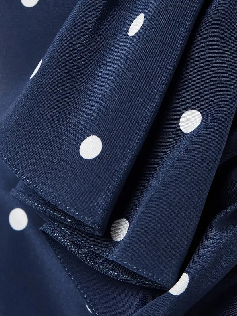 Alessandra Rich Pleated Gathered Polka-dot Silk Crepe De Chine Midi Dress | Thumbnail 4 Alessandra Rich Pleated Gathered Polka-dot Silk Crepe De Chine Midi Dress | Thumbnail 4