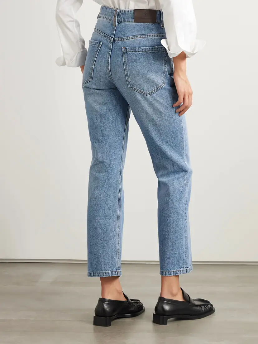 Brunello Cucinelli Bead-embellished Cropped Straight-leg Jeans | Thumbnail 4