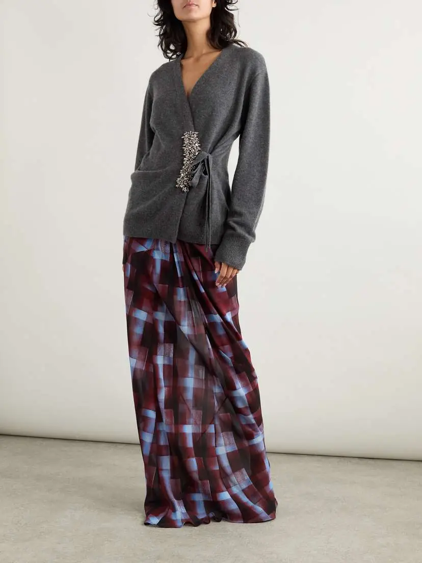 Dries Van Noten Gathered Checked Chiffon Maxi Skirt | Thumbnail 2 Dries Van Noten Gathered Checked Chiffon Maxi Skirt | Thumbnail 2