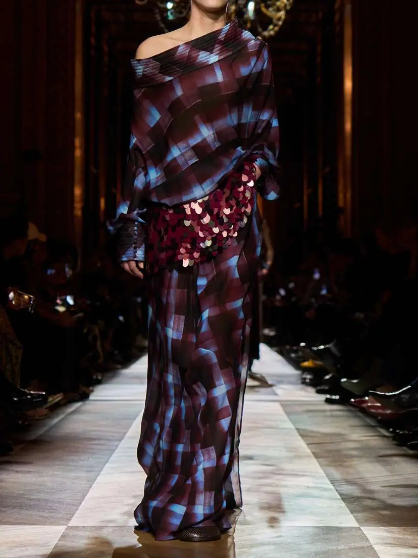 Dries Van Noten Gathered Checked Chiffon Maxi Skirt | Thumbnail 5 Dries Van Noten Gathered Checked Chiffon Maxi Skirt | Thumbnail 5