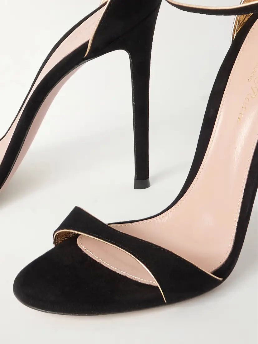 Gianvito Rossi 110 Metallic Leather-trimmed Suede Sandals | Thumbnail 4
