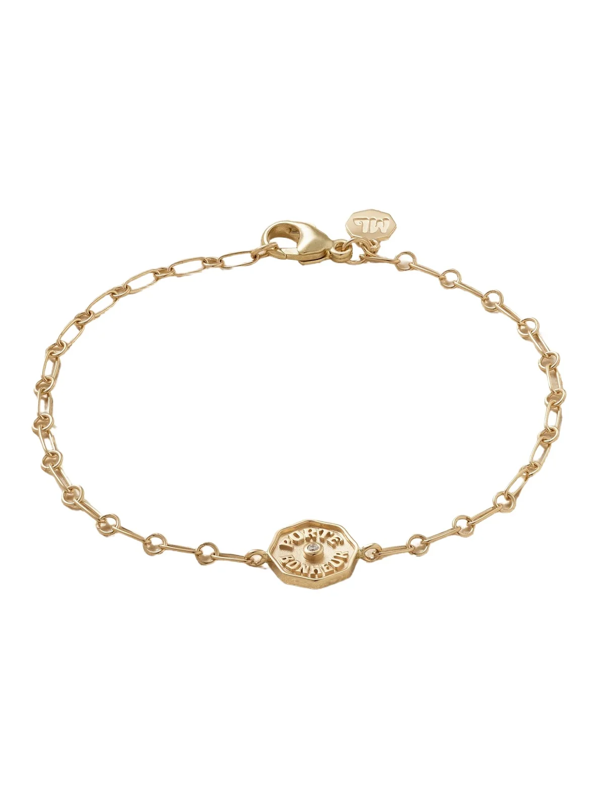 Marlo Laz Wee Porte Bonheur Coin 14-karat Gold, Enamel And Diamond Bracelet
