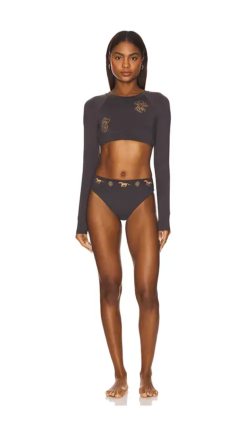 Understated Leather Rashguard Bikini Set | Image 1 Understated Leather Rashguard Bikini Set | Image 1