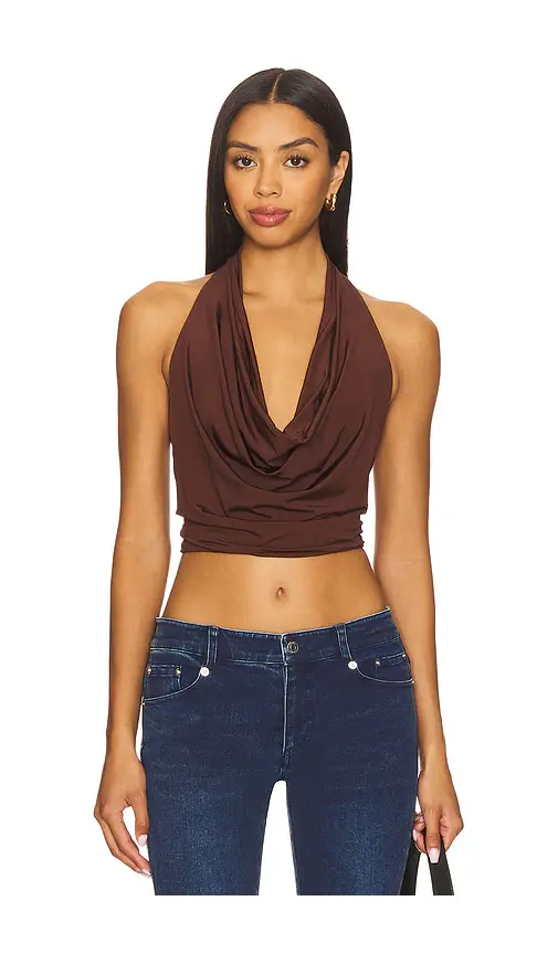 Alice + Olivia Ayanna Deep Halter Top