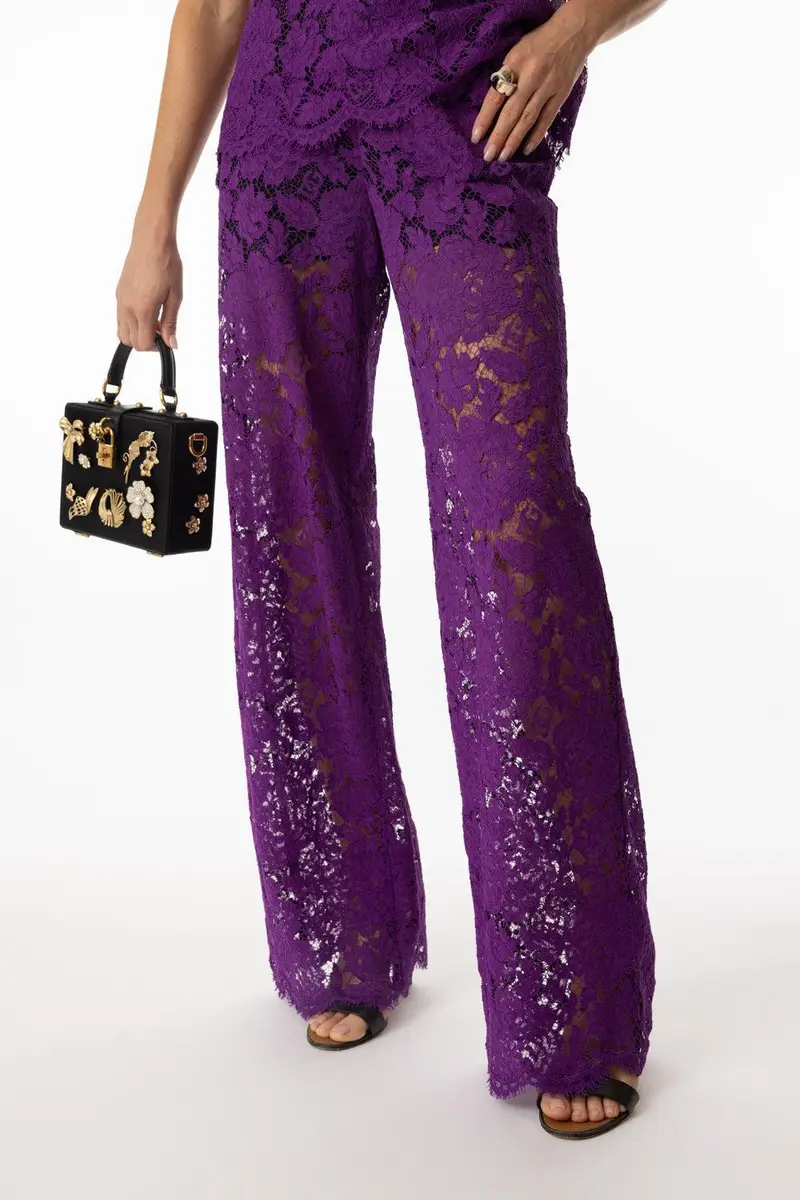 Dolce & Gabbana Flare Floral Logo Lace Pants | Thumbnail 2