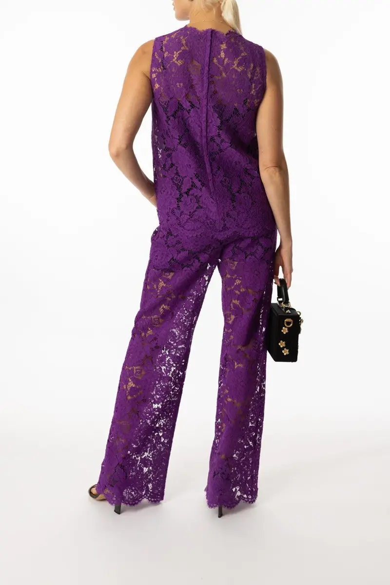 Dolce & Gabbana Flare Floral Logo Lace Pants | Thumbnail 4