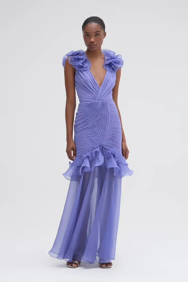 PatBo SILK PLISSE FLUTTER GOWN | Thumbnail 5
