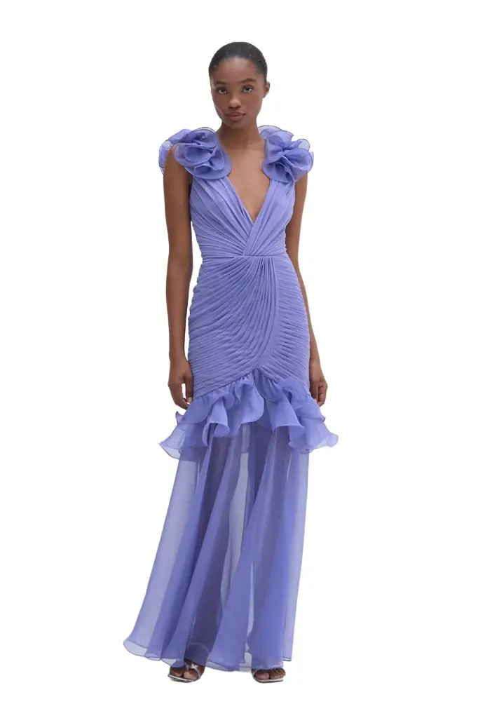 PatBo SILK PLISSE FLUTTER GOWN | Image 1 PatBo SILK PLISSE FLUTTER GOWN | Image 1
