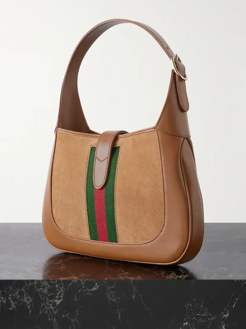 Gucci Jackie 1961 Webbing-trimmed Suede And Leather Shoulder Bag | Thumbnail 3 Gucci Jackie 1961 Webbing-trimmed Suede And Leather Shoulder Bag | Thumbnail 3