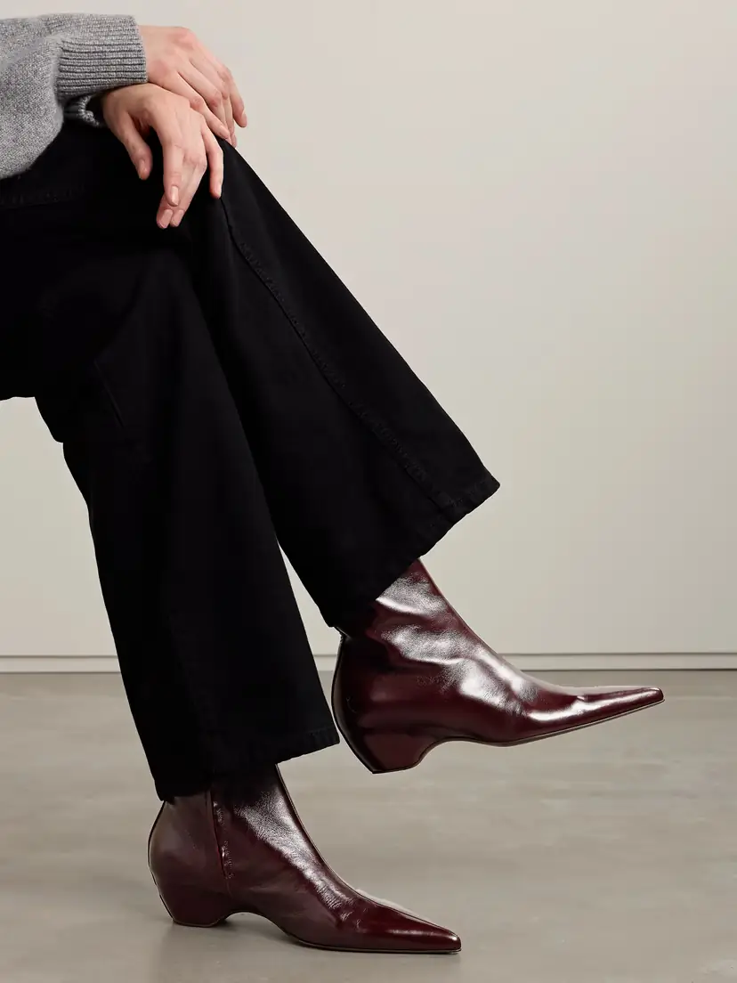 Khaite Sybil Glossed-leather Ankle Boots | Thumbnail 2 Khaite Sybil Glossed-leather Ankle Boots | Thumbnail 2